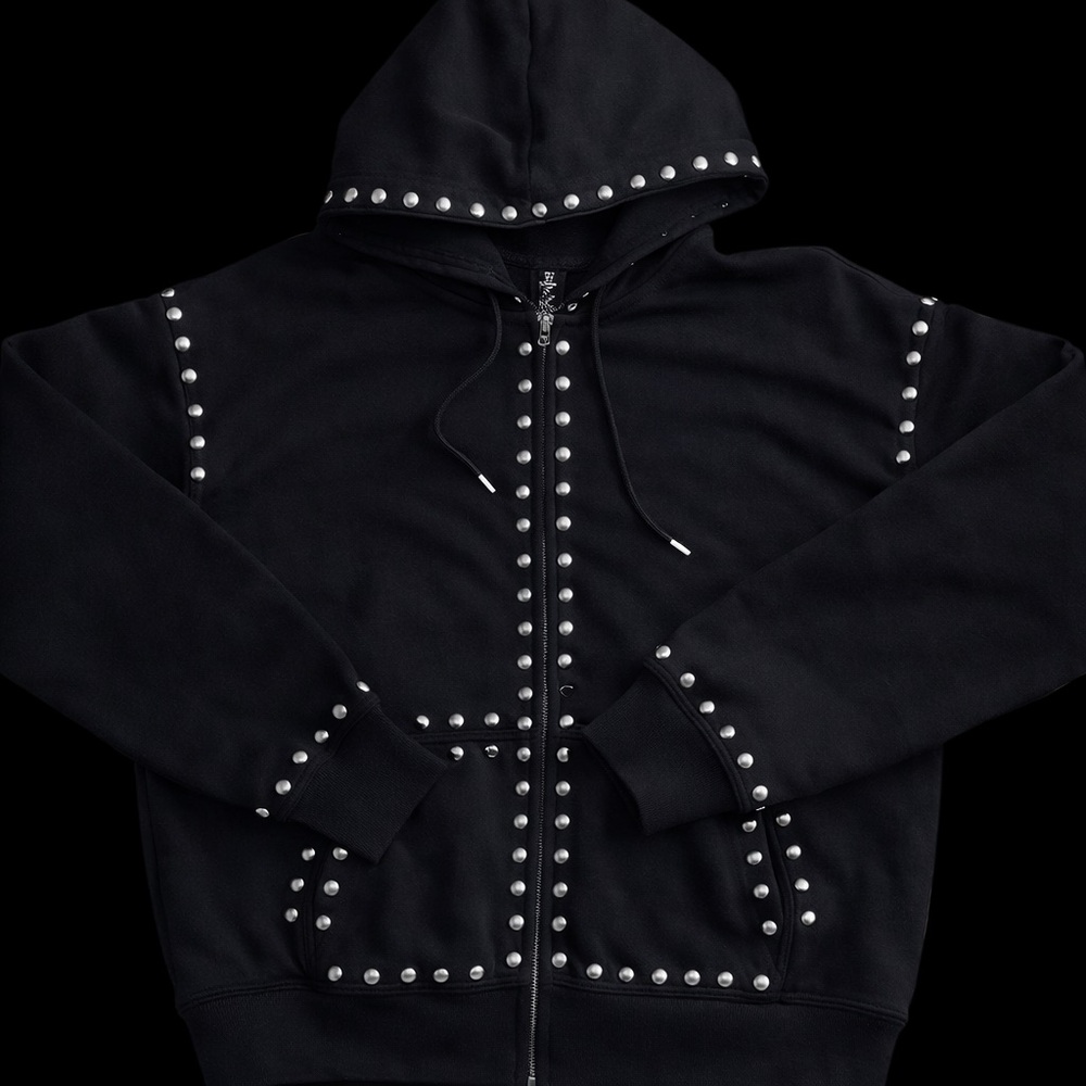 Custom Studded Unisex Hoodie - Black